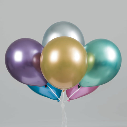 11" Chrome Latex Gold, Silver, Pink Balloons