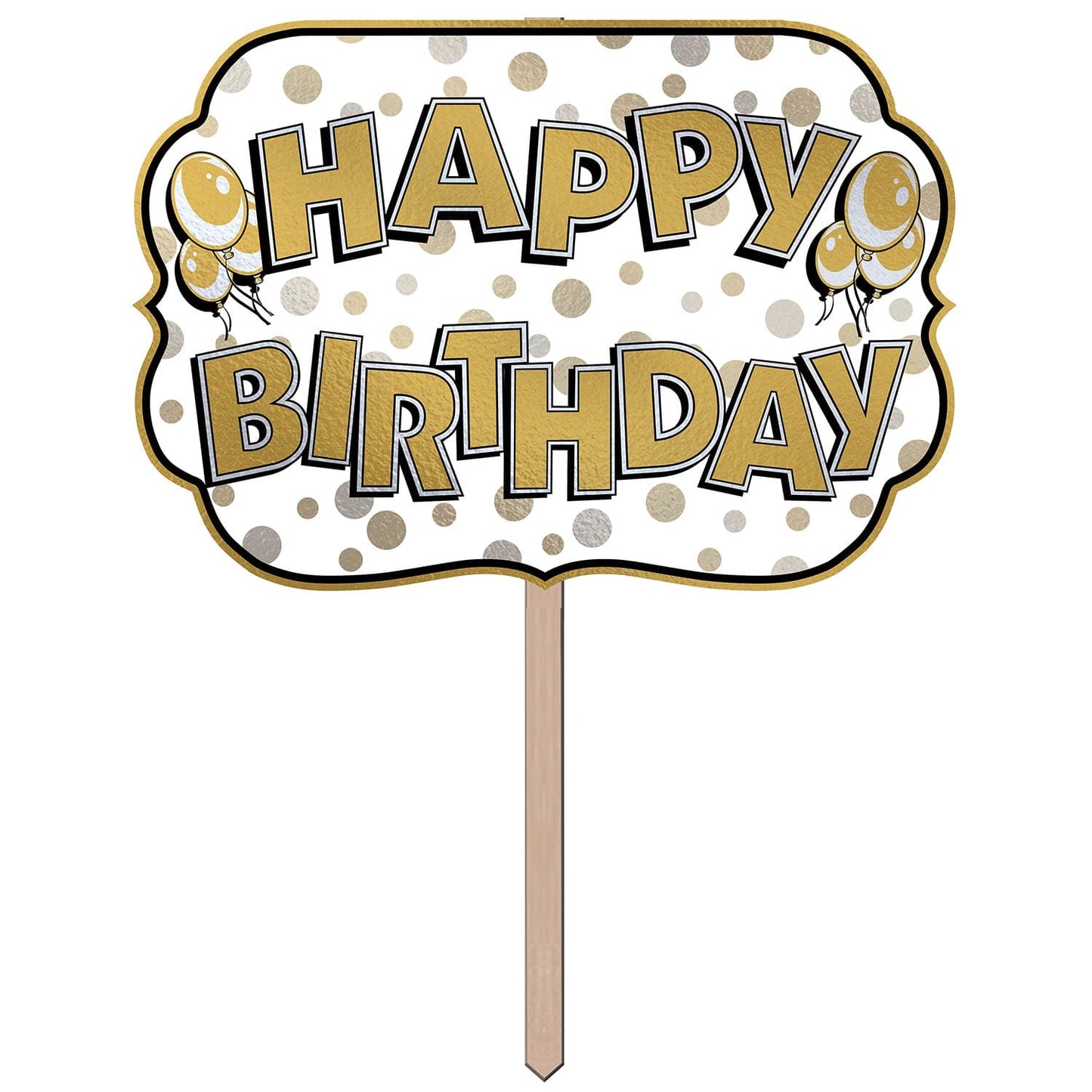 Gold & Black Happy Birthday Celebration Yard Sign