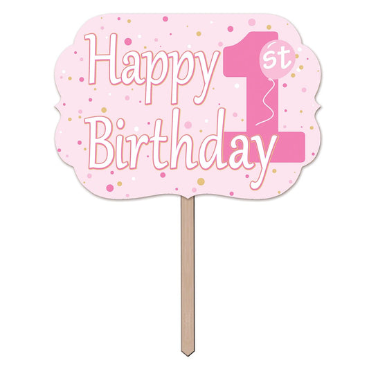 Little Girl's Pink 1st Birthday Yard Sign