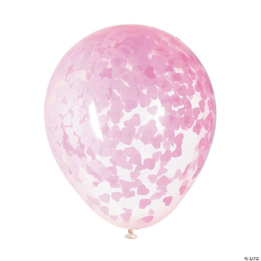12" Balloon with Light Pink Confetti 6pk