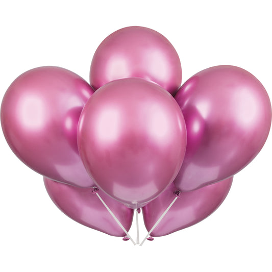 11" Chrome Latex Pink Balloon 6 ct