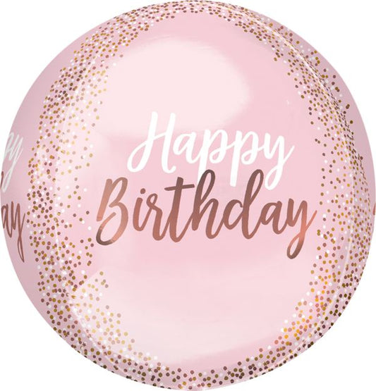 16in Ortbz Pretty in Pink and Rose Sparkle Happy Birthday Balloon
