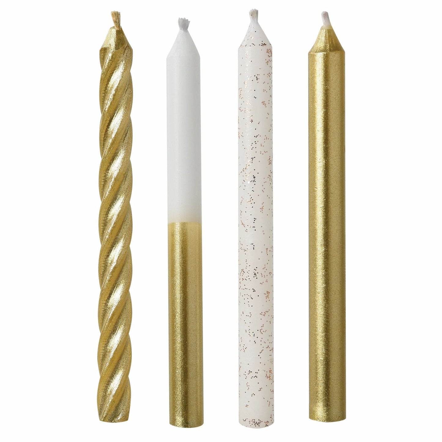 Gold Metallic Mix Candles 12pcs