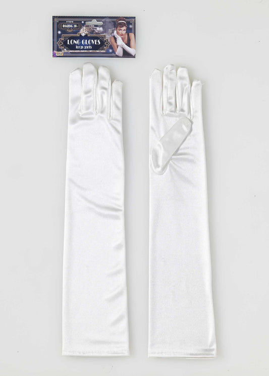 Long Satin Gloves Beige