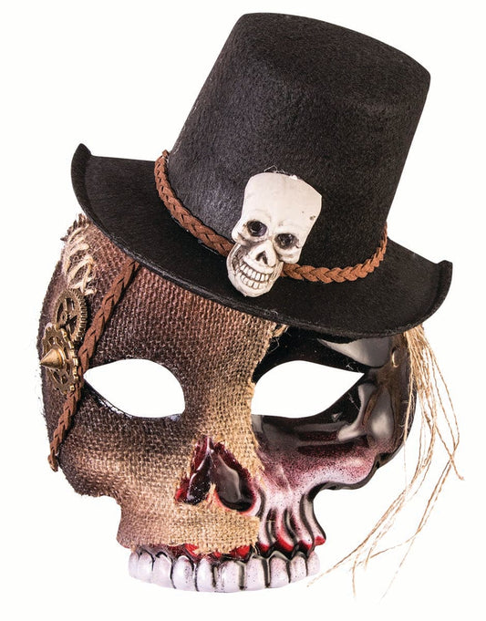 Voodoo Skull Eye Half Mask with Hat