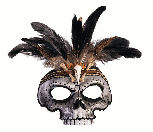 Voodoo Skull Feather Eye Mask