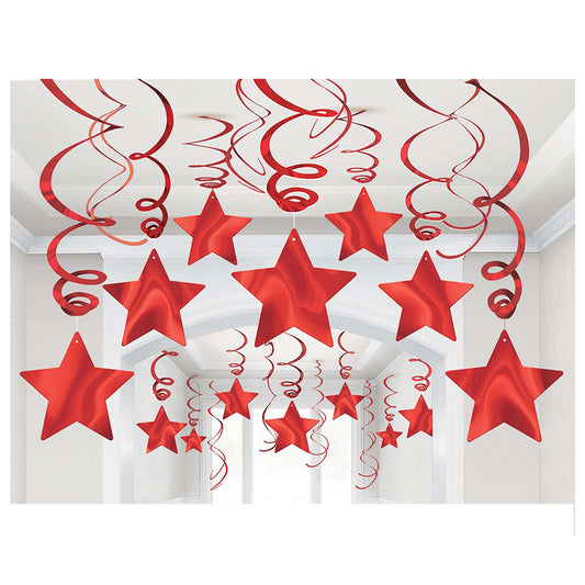 Foil Shooting Stars Mega Value Pack Swirls - Apple Red 30 Ct