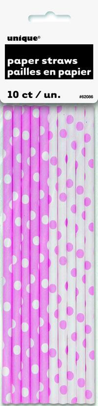 Light Pink Dots Paper Straws