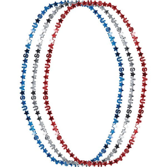 "USA" Letter Bead Patriotic Necklaces 3ct