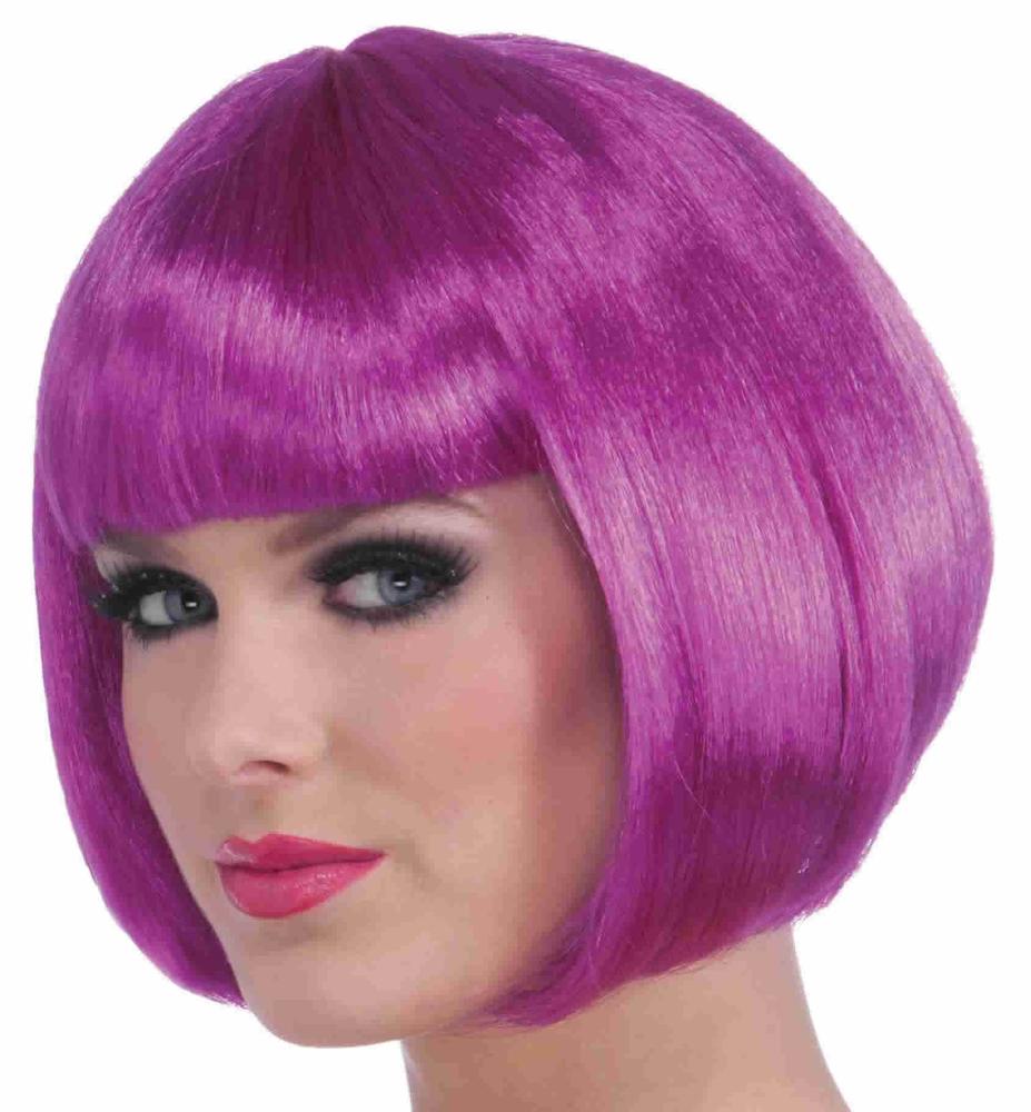 Neon Purple Sassy Bob Adult Wig With Bangs