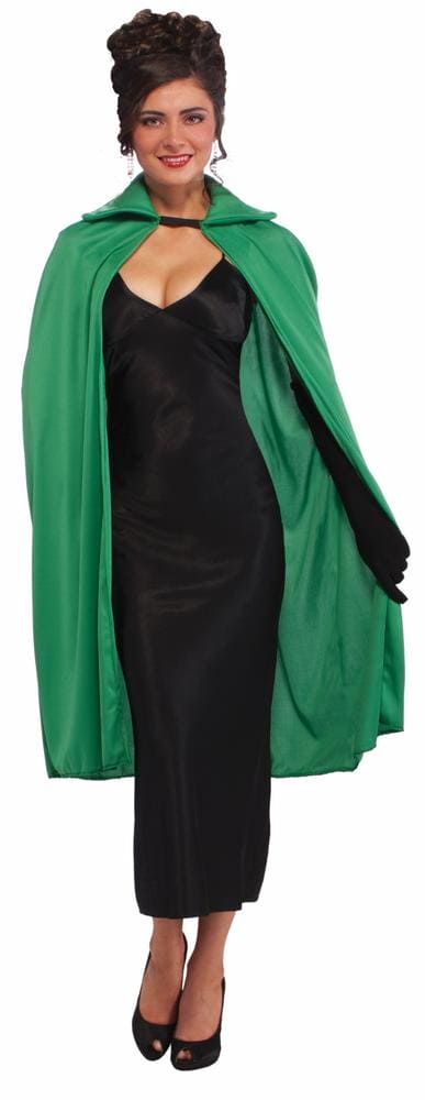 Short Green Cape Costume Unisex Magician Phantom Collar Super Hero Adult 45in