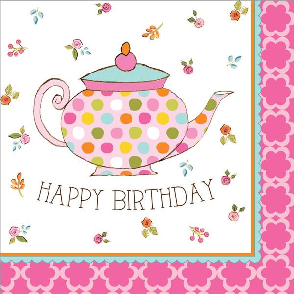 Tea Time Happy Birthday Luncheon Napkins