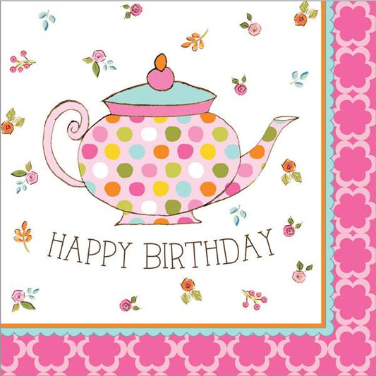 Tea Time Happy Birthday Luncheon Napkins