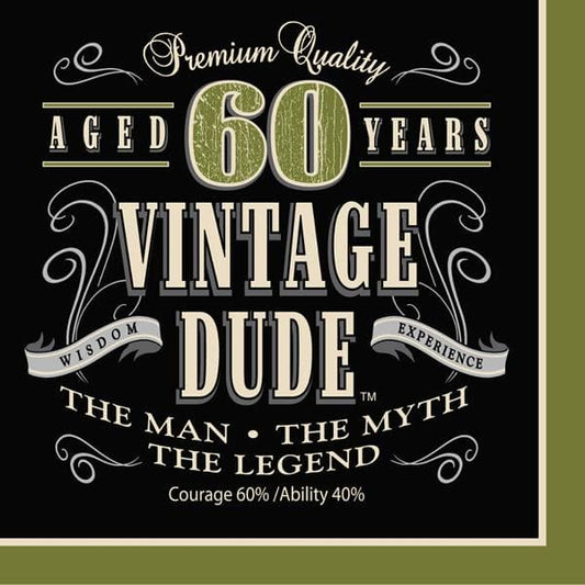 Vintage Dude 60th Luncheon Napkins