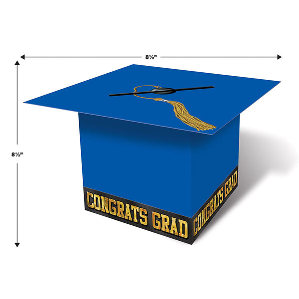 Grad Cap Graduation Card Holder Box -Blue