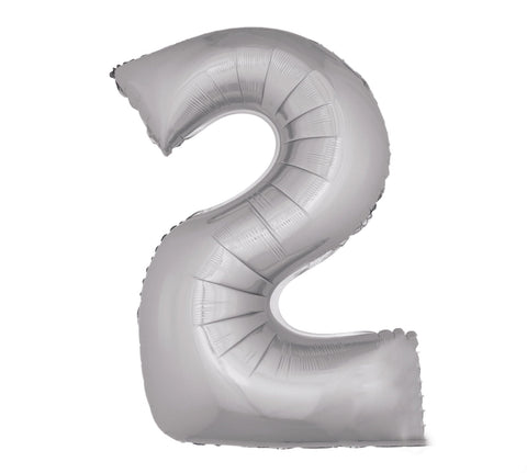 40in Number 2 Silver Mylar Balloon