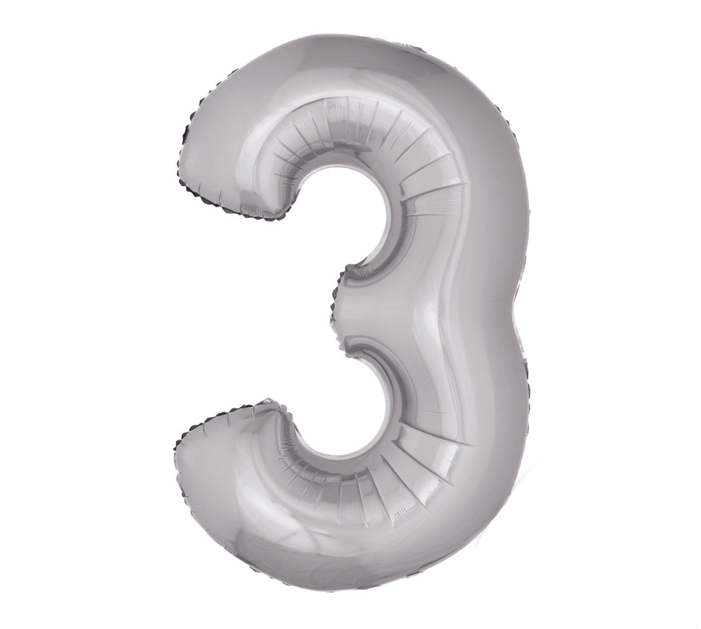 40in Number 3 Silver Mylar Balloon