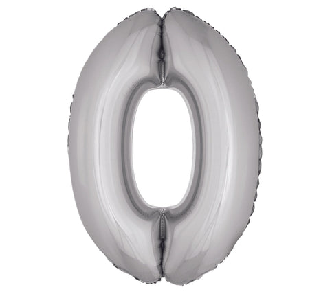 Number 0 Silver Mylar Balloon 40in.