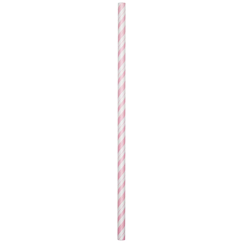 Classic White and Pink Stripe Paper Straws
