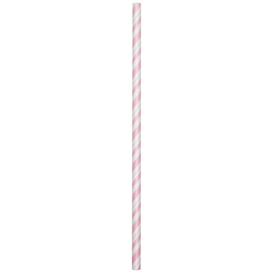 Classic White and Pink Stripe Paper Straws