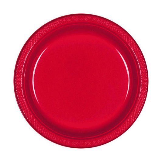 Apple Red 7in Round Luncheon Plastic Plates 20 Ct