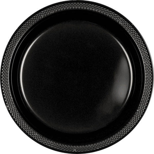 Jet Black 10.25in Round Banquet Plastic Plates