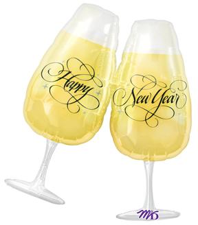 New Year's 30in Toasting Glasses Balloon