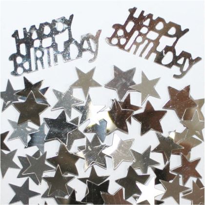 Birthday & Stars Silver Confetti