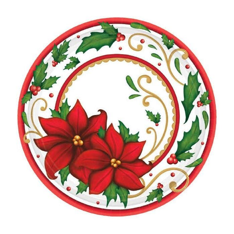 Winter Botanical 7in Round Luncheon Paper Plates 60ct