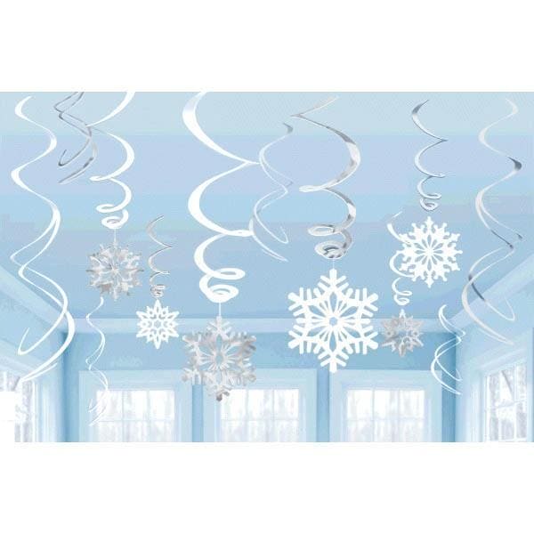 Snowflakes Hanging Foil Swirls 12 Ct