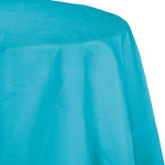Bermuda Blue 82in Round Paper Tablecover Poly Back