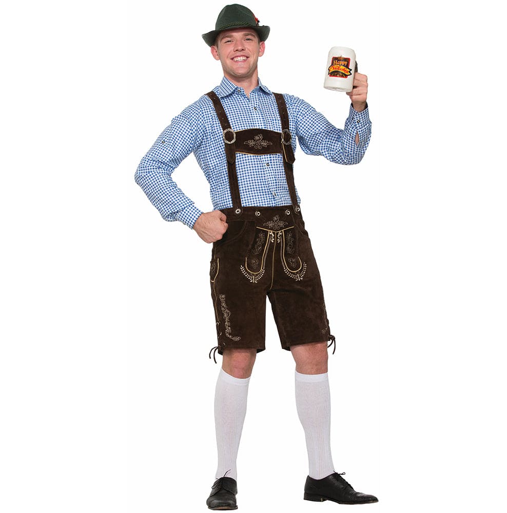 Oktoberfest Lederhosen Blue Gingham Shirt