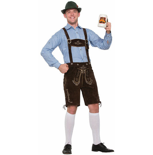 Oktoberfest Lederhosen Blue Gingham Shirt
