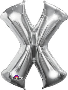 Letter X Silver 33in Metallic Balloon