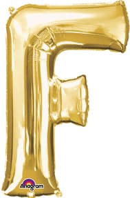 Letter F Gold 33in Metallic Balloon
