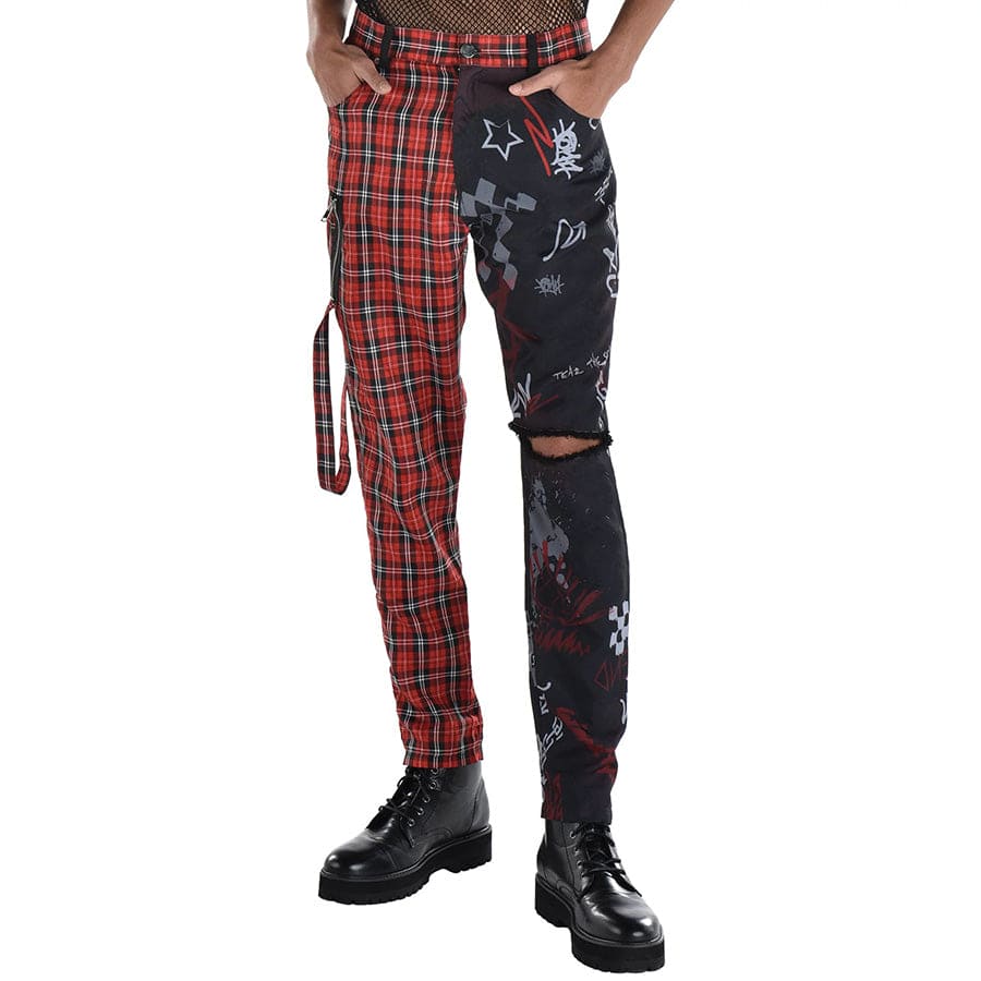 Dual Color Plaid Pants