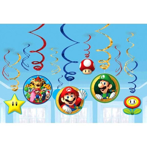 Super Mario Brothers Foil Swirl Decorations
