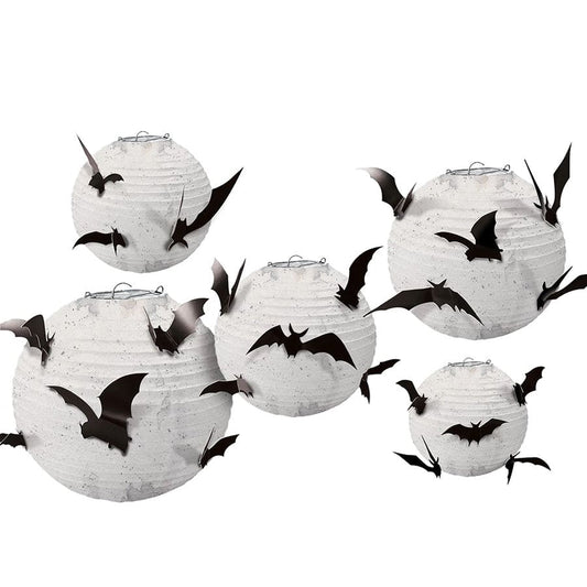 Paper Lanterns with Bats 5 Ct