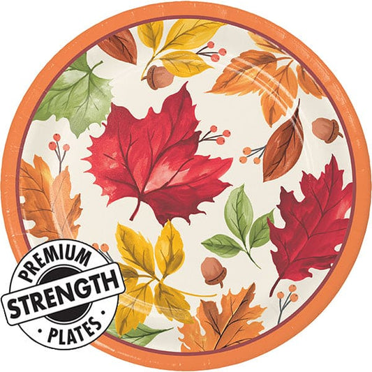 Fall Leaves 9in Round Dinner Paper Plates 8 Ct