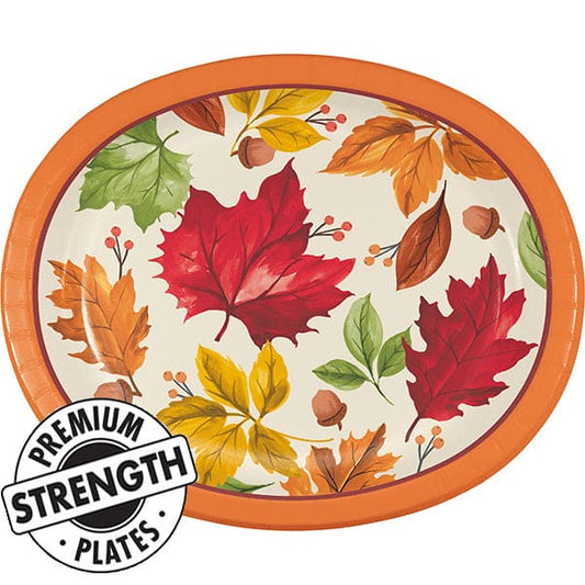 Fall Leaves 10in x 12in Oval Paper Platters 8 Ct