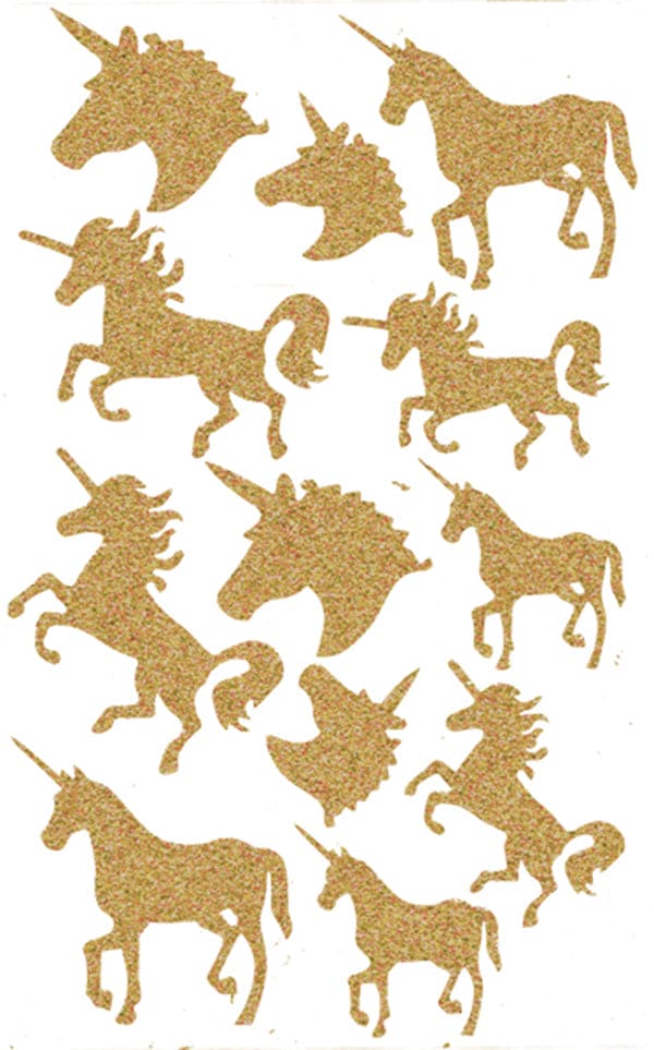Unicorn Stickers Gold Diamond 12 Ct