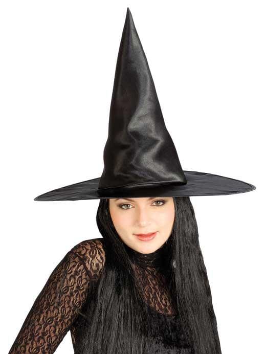 Adult Witch Satin Hat with Attached Hair