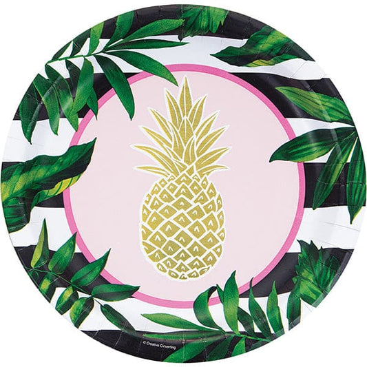 Pineapple Wedding 10in Round Banquet Paper Plates