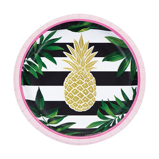 Pineapple Wedding 7in Round Luncheon Paper Plates