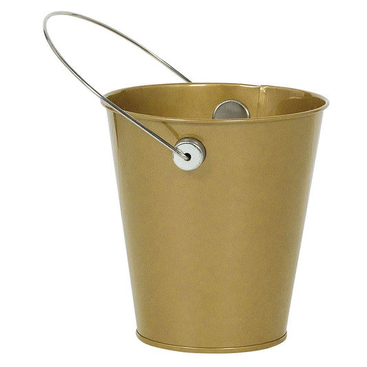 Metal Bucket with handle - Gold 4 1/2"
