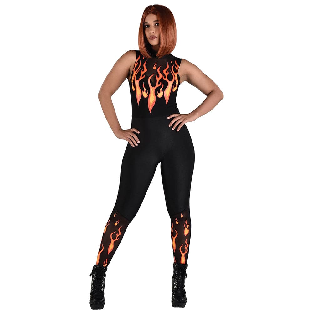 Devil Flames Catsuit Costume Adult