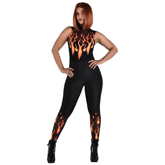 Devil Flames Catsuit Costume Adult
