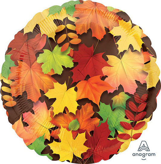 Fall Color Leaves 18in Metallic Balloon