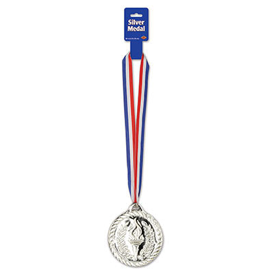 Silver 4in Plastic Award w/Ribbon