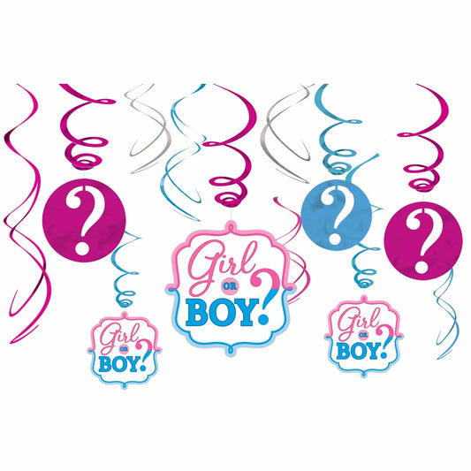 Girl Or Boy Foil Swirl Decoration Value Pack